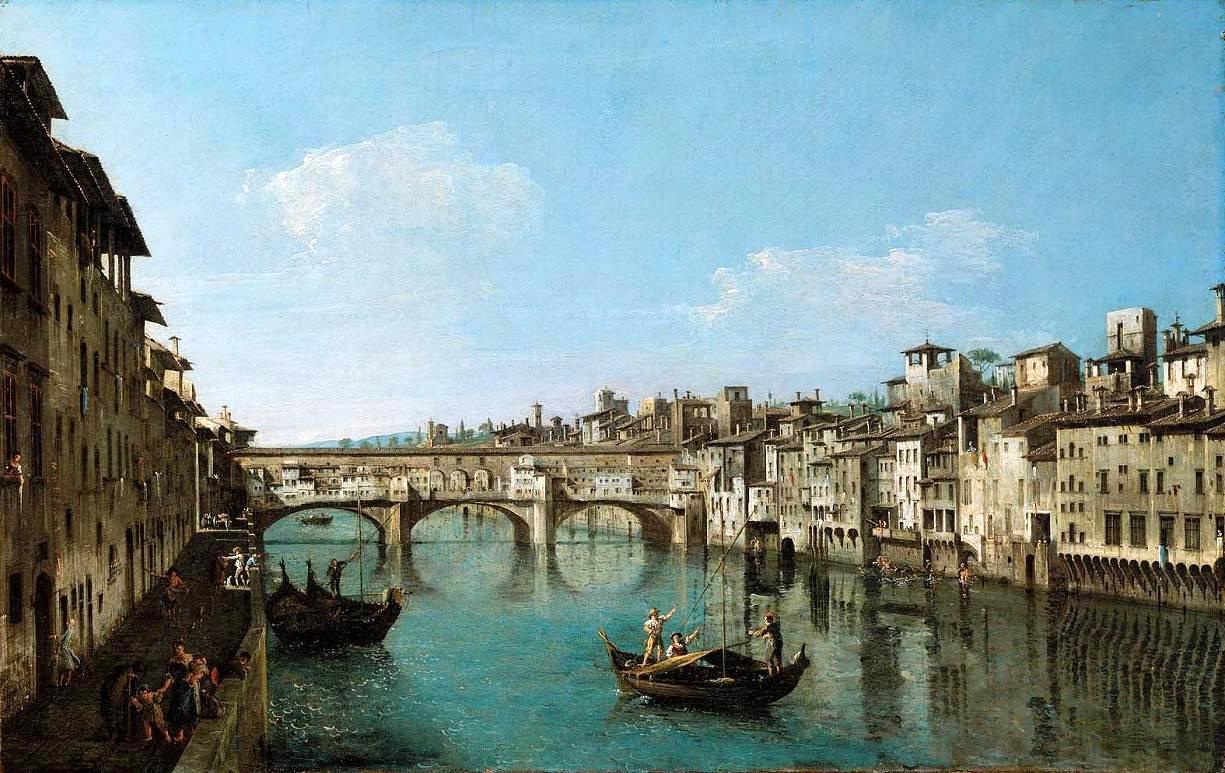 Bernardo Bellotto (Canaletto, 1721-1780) - The Ponte Vecchio in Florence (1747)